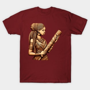 Afrocentric Woman Wooden Carving T-Shirt